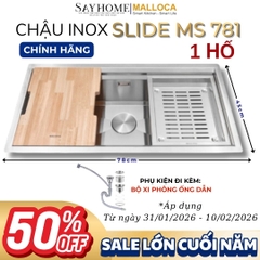 Chậu rửa chén bát 1 hố inox 304 MALLOCA Slide MS 781 - Chính hãng