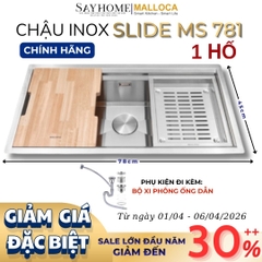 Chậu rửa chén bát 1 hố inox 304 MALLOCA Slide MS 781 - Chính hãng