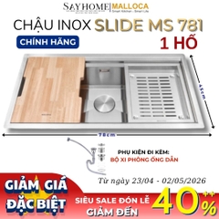 Chậu rửa chén bát 1 hố inox 304 MALLOCA Slide MS 781 - Chính hãng