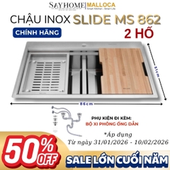 Chậu rửa chén bát 2 hố inox 304 MALLOCA Slide MS 862 - Chính hãng
