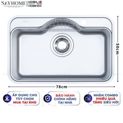 Chậu rửa chén bát 1 hố NOBINOX ROSA NN975D 78cm - Bảo hành lên đến 10 năm