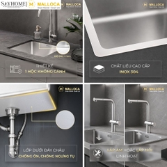 Chậu rửa chén bát 1 hố inox 304 MALLOCA MS 6044 tại Thành phố Hồ Chí Minh