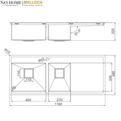 Chậu rửa chén inox 2 ngăn Malloca MS 7818 tại thành phố Hồ Chí Minh