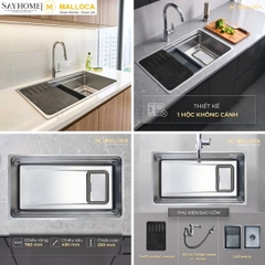 Chậu rửa chén bát 1 hố inox 304 MALLOCA SILVER MS7743SI tại thành phố Hồ Chí Minh