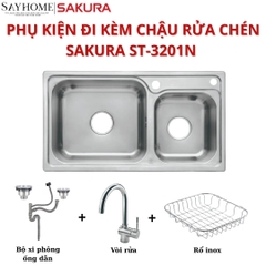 Chậu rửa chén bát SAKURA ST-3201N cao cấp INOX 304 - Chính hãng
