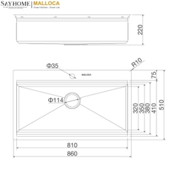 Chậu rửa chén inox 1 hố Malloca Slide MS 861 tại thành phố Hồ Chí Minh