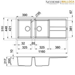 Chậu rửa đá 2 ngăn Malloca BIANCO K-50062 tại thành phố Hồ Chí Minh