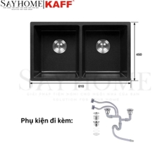 Chậu rửa đá KAFF KF-MONDY-8145 2 Ngăn Granite - Hàng chính hãng