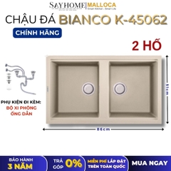 Chậu rửa chén bát đá Granite 2 hố MALLOCA BIANCO K-45062 - Chính hãng