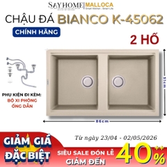 Chậu rửa chén bát đá Granite 2 hố MALLOCA BIANCO K-45062 - Chính hãng