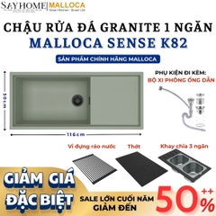 Chậu rửa chén bát đá Granite 1 hố MALLOCA Sense K82 1m16 - Chính hãng