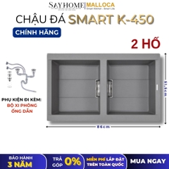 Chậu rửa chén bát đá Granite 2 hố MALLOCA SMART K-450 - Chính hãng