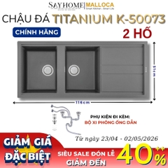 Chậu rửa chén bát đá Granite 2 hố MALLOCA TITANIUM K-50073 - Chính hãng