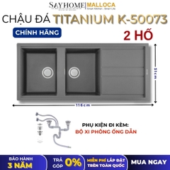 Chậu rửa chén bát đá Granite 2 hố MALLOCA TITANIUM K-50073 - Chính hãng