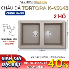 Chậu rửa chén bát đá Granite 2 hố MALLOCA TORTORA K-45043 - Chính hãng