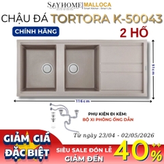 Chậu rửa chén bát đá Granite 2 hố MALLOCA TORTORA K-50043 - Chính hãng