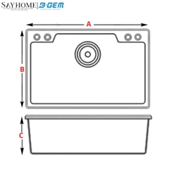Chậu rửa chén bát 1 hố inox 304 B-GEM BG - 7545CGT, BG - 7848CGT, BG - 8050CGT tại thành phố Hồ Chí Minh