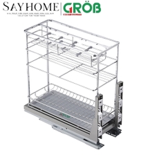 Kệ gia vị GROB CS-20B/25B/30B/35B/40B đa năng inox mạ Crom, nan vuông - Hàng chính hãng GROB