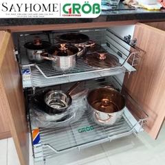 Kệ xoong nồi GROB CS-61/71/75/81/91 inox mạ Crom, nan vuông - Hàng chính hãng GROB