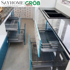 Kệ đựng dao thớt GROB CS304-20/25/30/35/40 NEW đa năng inox 304, nan vuông - Hàng chính hãng GROB