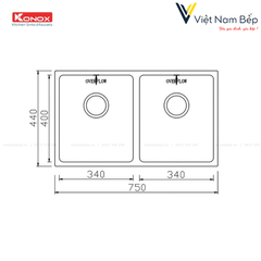 Chậu rửa bát Undermount Sink Cube 7544DU - Chính hãng KONOX
