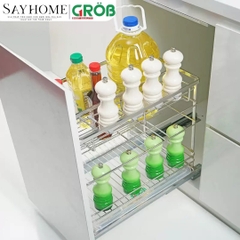 Kệ gia vị GROB GC304-20B/25B/30B/35B/40B đa năng inox SUS304, nan dẹt - Hàng chính hãng GROB