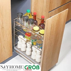 Kệ gia vị GROB GC304-20B/25B/30B/35B/40B đa năng inox SUS304, nan dẹt - Hàng chính hãng GROB