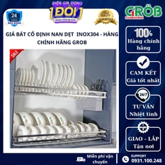 Giá chén bát cố định inox xước mờ SUS304 GROB - Nan dẹt