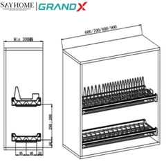 GIÁ BÁT ĐĨA CỐ ĐỊNH 2 TẦNG, INOX SUS304 GRAND X XF.60S - SAYHOME