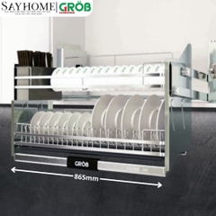 Giá bát nâng hạ GROB C1304-70ES/80ES/90ES cảm ứng điện lên xuống inox SUS304, nan Oval - Hàng chính hãng GROB
