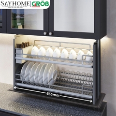 Giá bát nâng hạ GROB C1E.70/80/90 cảm ứng điện lên xuống inox SUS304, nan Oval - Hàng chính hãng GROB