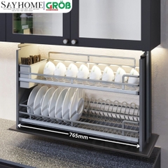 Giá bát nâng hạ GROB C1E.70/80/90 cảm ứng điện lên xuống inox SUS304, nan Oval - Hàng chính hãng GROB