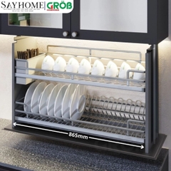 Giá bát nâng hạ GROB C1E.70/80/90 cảm ứng điện lên xuống inox SUS304, nan Oval - Hàng chính hãng GROB