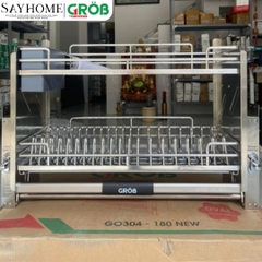 Giá bát nâng hạ GROB GO304-170NEW/180NEW/190NEW inox 304 nan Oval - Hàng chính hãng GROB