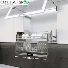 [NEW 2024] Giá bát nâng hạ GROB GO304-170NEW/180NEW/190NEW inox 304 nan Oval - Hàng chính hãng GROB