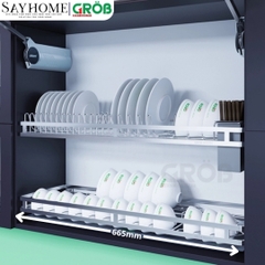 Giá chén bát cố định GROB GD304-170/180/190 inox SUS304, nan dẹt - Hàng chính hãng GROB