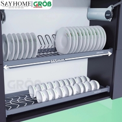 Giá chén bát cố định GROB GO304-H160/H170/H180/H190 inox 304, nan Oval - Hàng chính hãng Grob