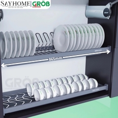 Giá chén bát cố định GROB GO304-H160/H170/H180/H190 inox 304, nan Oval - Hàng chính hãng Grob