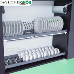 Giá chén bát cố định GROB GO304-H160/H170/H180/H190 inox 304, nan Oval - Hàng chính hãng Grob