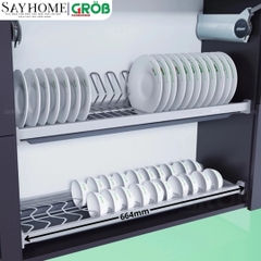 Giá chén bát cố định GROB GOP-H160/H170/H180/H190 hợp kim phủ Nano, nan Oval - Hàng chính hãng GROB