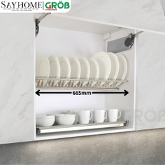 Giá chén bát cố định GROB U-160/170/180/190/1000 inox dạng chữ V - Hàng chính hãng GROB