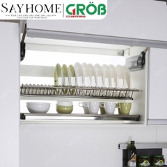 Giá chén bát cố định GROB U-160/170/180/190/1000 inox dạng chữ V - Hàng chính hãng GROB