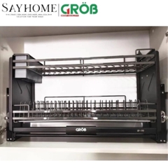 Giá chén bát GROB GP-160/170/180/190 nâng hạ hợp kim phủ Nano, nan dẹt - Hàng chính hãng GROB