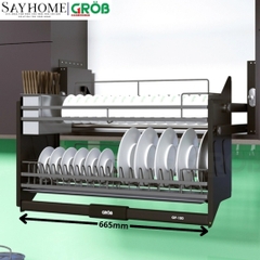 Giá chén bát GROB GP-160/170/180/190 nâng hạ hợp kim phủ Nano, nan dẹt - Hàng chính hãng GROB