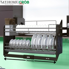 Giá chén bát GROB GP-160/170/180/190 nâng hạ hợp kim phủ Nano, nan dẹt - Hàng chính hãng GROB