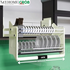 Giá chén bát nâng hạ GROB G-160/170/180/190 inox mạ Crom, nan dẹt - Hàng chính hãng GROB