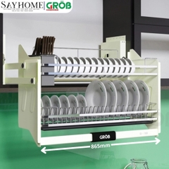 Giá chén bát nâng hạ GROB G-160/170/180/190 inox mạ Crom, nan dẹt - Hàng chính hãng GROB