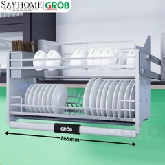 Giá chén bát nâng hạ GROB GOP-170/180/190 hợp kim phủ nano, nan Oval - Hàng chính hãng GROB