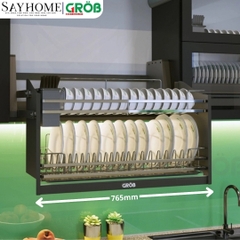 Giá chén bát nâng hạ GROB GP1-70BD/80BD/90BD điện cảm ứng chạm inox 304 - Hàng chính hãng GROB