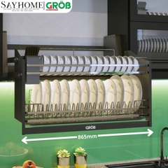 Giá chén bát nâng hạ GROB GP1-70BD/80BD/90BD điện cảm ứng chạm inox 304 - Hàng chính hãng GROB